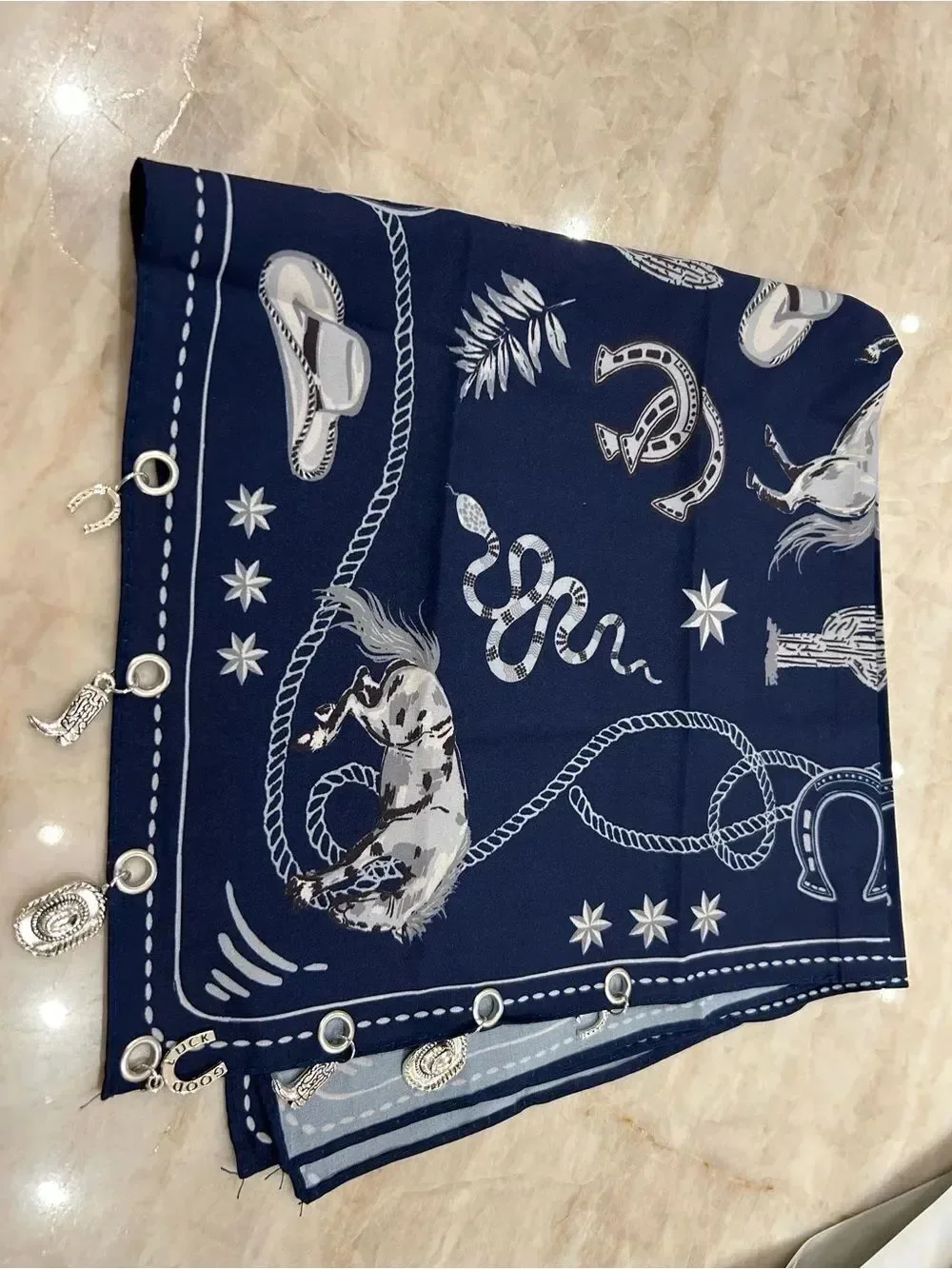 Navy Western Charm Bandana Scarf S201